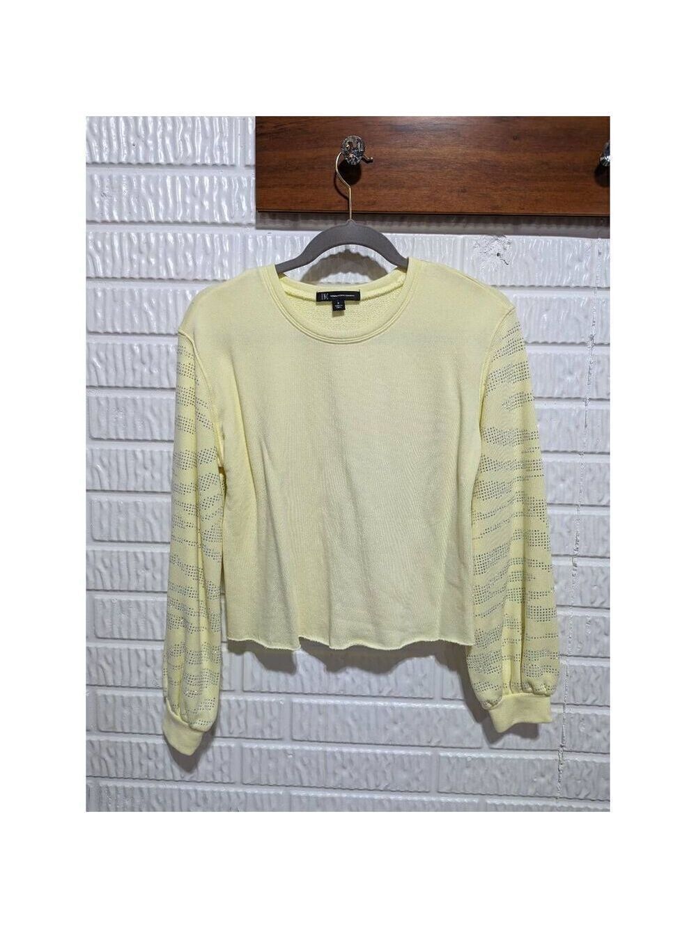 I.N.C. International Concepts Women's Yellow Rhinestone Embellished Sweater Size